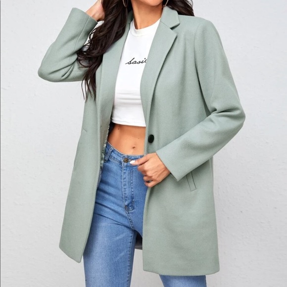 Wool like classic peacoat jacket pastel pink - Picture 7 of 9